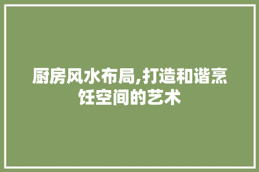 厨房风水布局,打造和谐烹饪空间的艺术