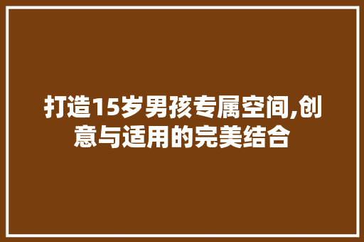 打造15岁男孩专属空间,创意与适用的完美结合