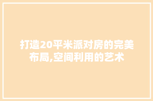 打造20平米派对房的完美布局,空间利用的艺术