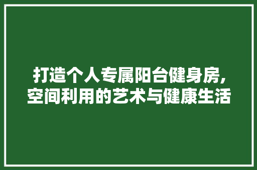 打造个人专属阳台健身房,空间利用的艺术与健康生活之路