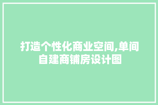 打造个性化商业空间,单间自建商铺房设计图 庭院装修