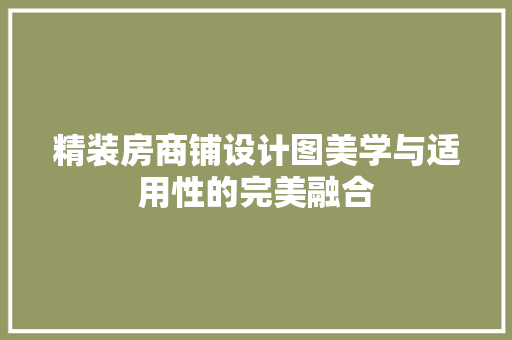 精装房商铺设计图美学与适用性的完美融合