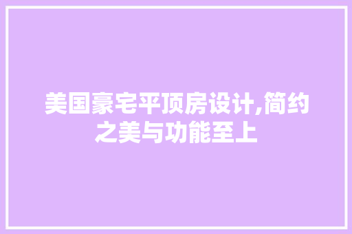 美国豪宅平顶房设计,简约之美与功能至上 装修攻略