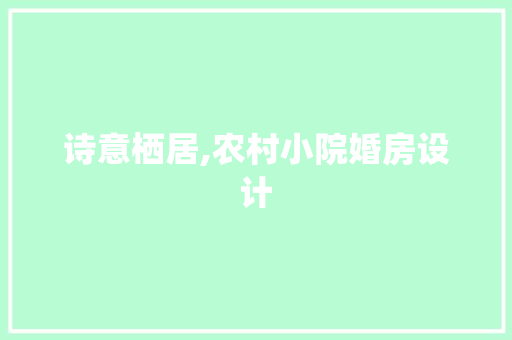 诗意栖居,农村小院婚房设计 装修材料