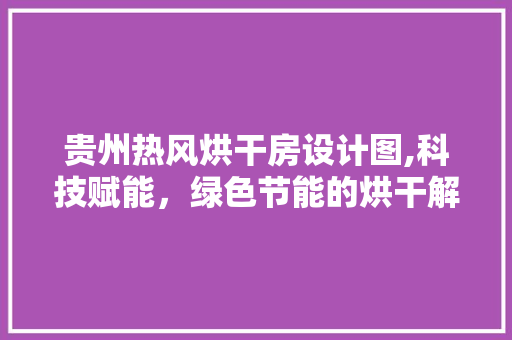 贵州热风烘干房设计图,科技赋能，绿色节能的烘干解决方法