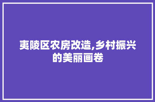 夷陵区农房改造,乡村振兴的美丽画卷