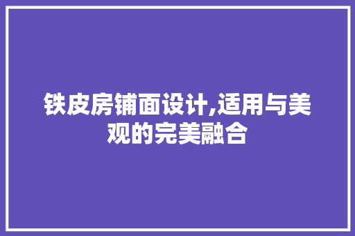 铁皮房铺面设计,适用与美观的完美融合 建筑设计 铁皮房铺面设计,适用与美观的完美融合 建筑设计