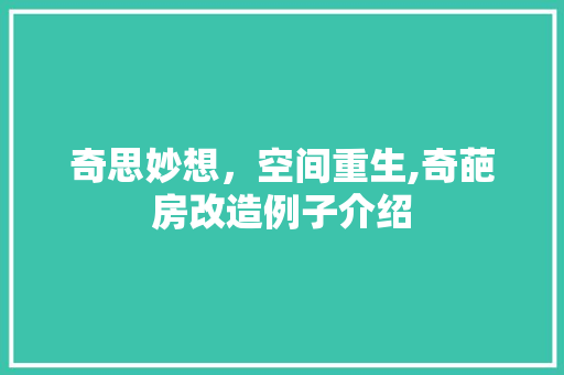 奇思妙想，空间重生,奇葩房改造例子介绍