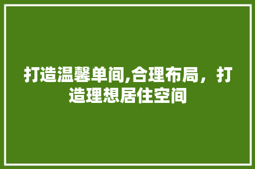 打造温馨单间,合理布局，打造理想居住空间
