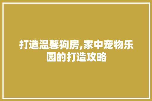 打造温馨狗房,家中宠物乐园的打造攻略