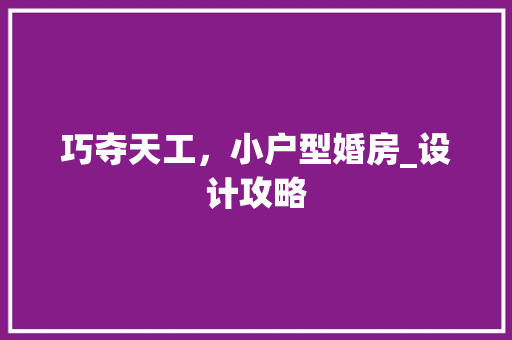 巧夺天工，小户型婚房_设计攻略