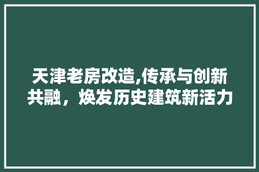天津老房改造,传承与创新共融，焕发历史建筑新活力