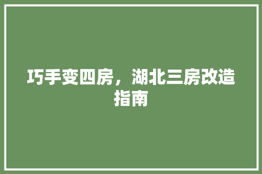 巧手变四房，湖北三房改造指南 装修材料