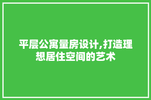 平层公寓量房设计,打造理想居住空间的艺术