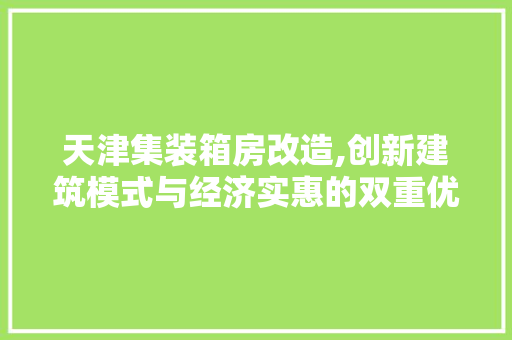 天津集装箱房改造,创新建筑模式与经济实惠的双重优势