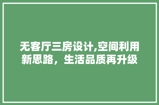 无客厅三房设计,空间利用新思路，生活品质再升级
