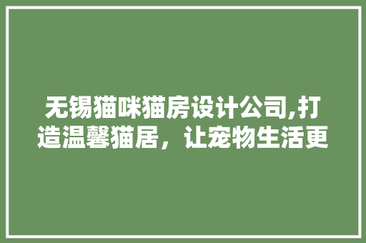 无锡猫咪猫房设计公司,打造温馨猫居，让宠物生活更美好