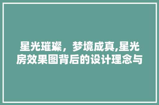 星光璀璨，梦境成真,星光房效果图背后的设计理念与美学追求