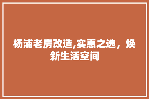 杨浦老房改造,实惠之选，焕新生活空间