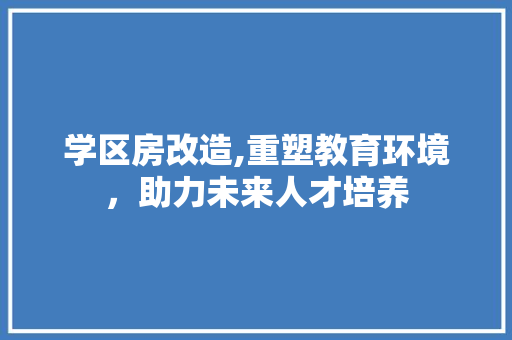 学区房改造,重塑教育环境，助力未来人才培养