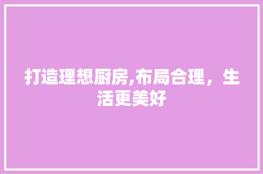 打造理想厨房,布局合理，生活更美好