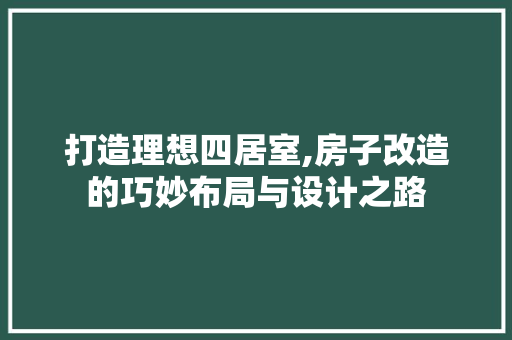 打造理想四居室,房子改造的巧妙布局与设计之路