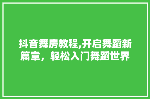 抖音舞房教程,开启舞蹈新篇章，轻松入门舞蹈世界 门窗装修