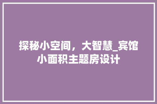 探秘小空间，大智慧_宾馆小面积主题房设计