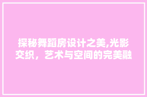 探秘舞蹈房设计之美,光影交织，艺术与空间的完美融合