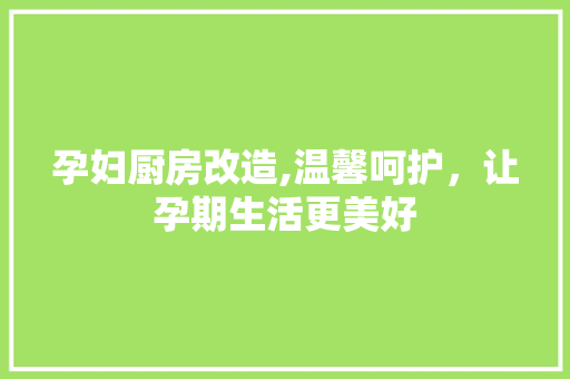孕妇厨房改造,温馨呵护，让孕期生活更美好