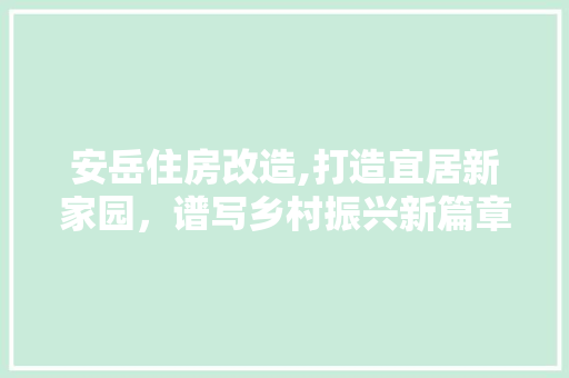 安岳住房改造,打造宜居新家园，谱写乡村振兴新篇章
