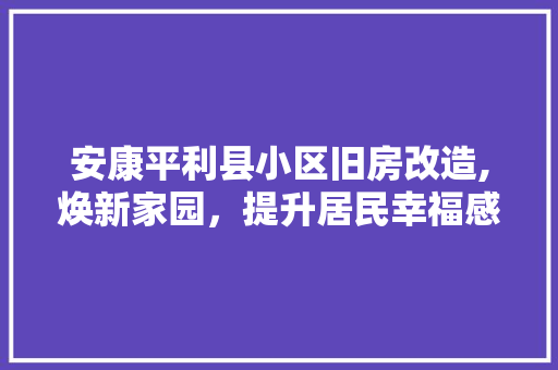 安康平利县小区旧房改造,焕新家园，提升居民幸福感
