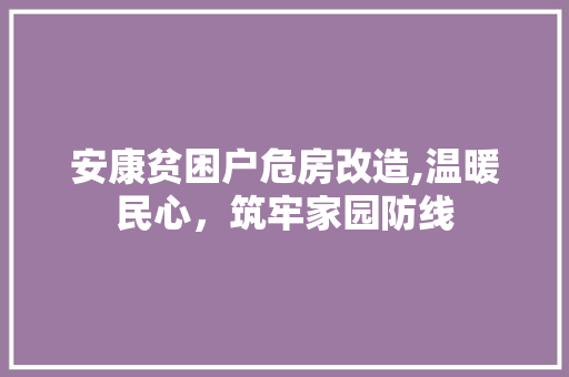 安康贫困户危房改造,温暖民心，筑牢家园防线