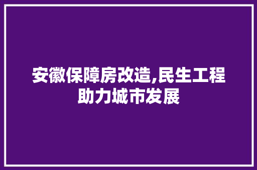 安徽保障房改造,民生工程助力城市发展