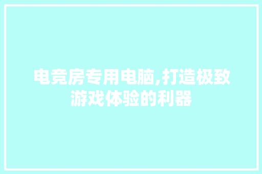 电竞房专用电脑,打造极致游戏体验的利器