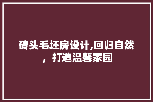 砖头毛坯房设计,回归自然，打造温馨家园