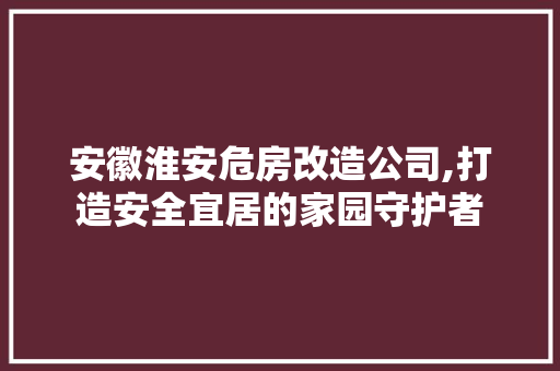 安徽淮安危房改造公司,打造安全宜居的家园守护者