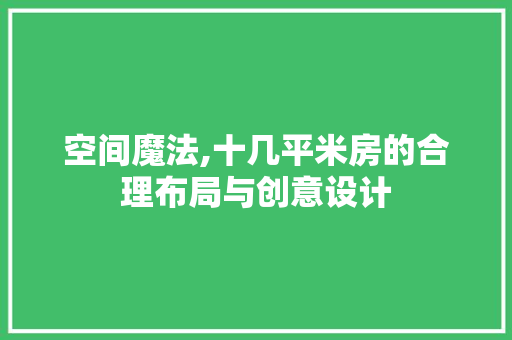 空间魔法,十几平米房的合理布局与创意设计