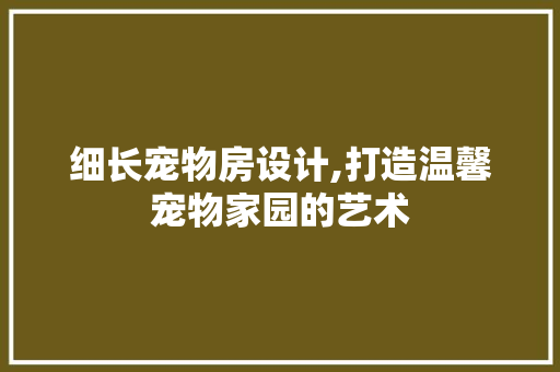 细长宠物房设计,打造温馨宠物家园的艺术 建筑设计
