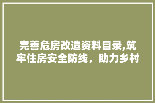 完善危房改造资料目录,筑牢住房安全防线，助力乡村振兴