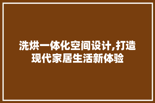 洗烘一体化空间设计,打造现代家居生活新体验