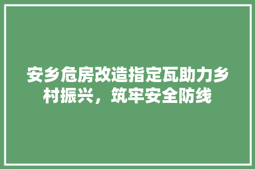 安乡危房改造指定瓦助力乡村振兴，筑牢安全防线