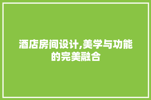 酒店房间设计,美学与功能的完美融合
