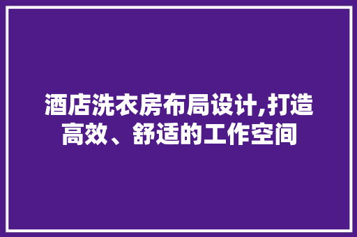 酒店洗衣房布局设计,打造高效、舒适的工作空间