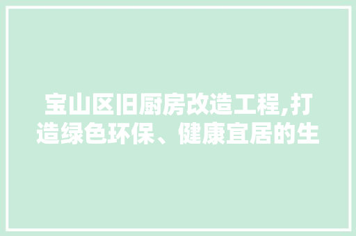 宝山区旧厨房改造工程,打造绿色环保、健康宜居的生活环境