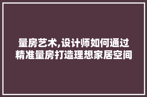 量房艺术,设计师如何通过精准量房打造理想家居空间