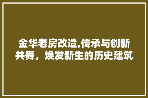 金华老房改造,传承与创新共舞，焕发新生的历史建筑 建筑设计