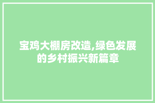 宝鸡大棚房改造,绿色发展的乡村振兴新篇章
