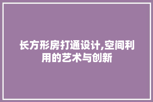 长方形房打通设计,空间利用的艺术与创新