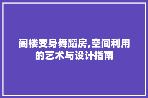 阁楼变身舞蹈房,空间利用的艺术与设计指南 装修攻略
